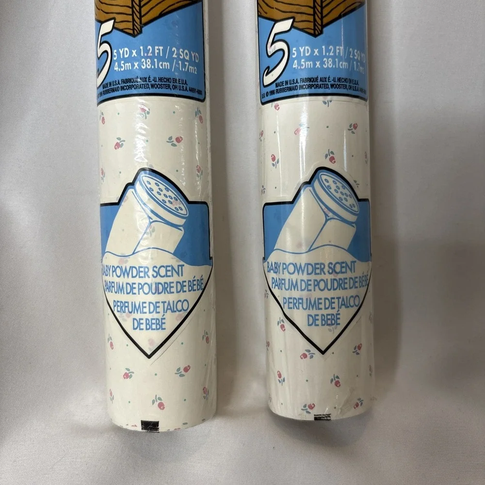 2 Vintage Rubbermaid Scents Contact Paper Baby Powder 5 YardsX1.2 Feet 1996 NEW‎